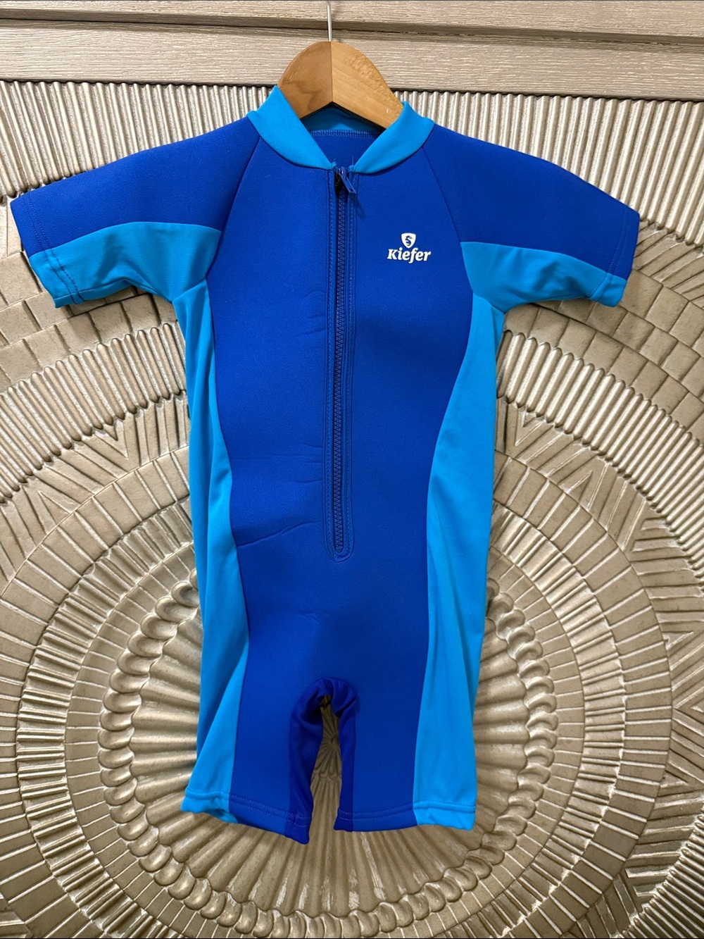Boys' Blue Short Sleeve Front Zip Rashguard Suit